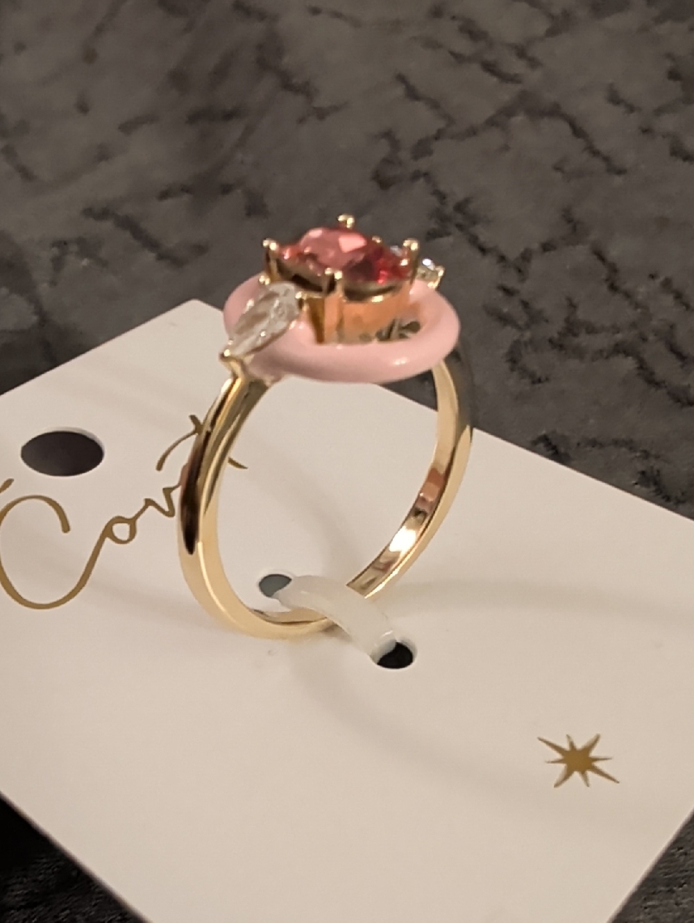 Covet Stacking Rings Lot; 7 Enameled Gold-toned w/ Colored Stones - Picture 6 of 14